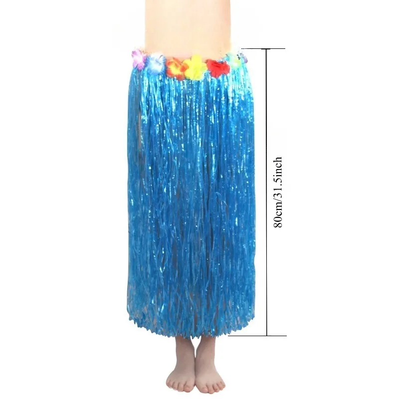 Ensemble de fête jupe en herbe 30-80CM, Costume hawaïen élastique pour enfants et adultes, accessoire de spectacle et de déguisement Tropical