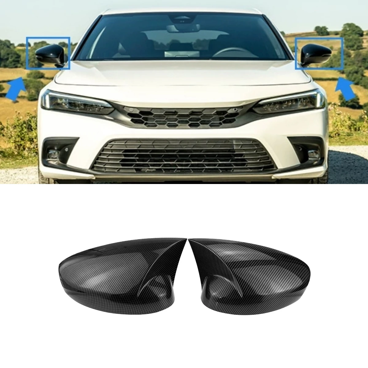 Car Rearview Cover Protect Side Mirror Cover Rearview Mirror Caps For Honda Civic 11th Gen Body Kit Car Accessories