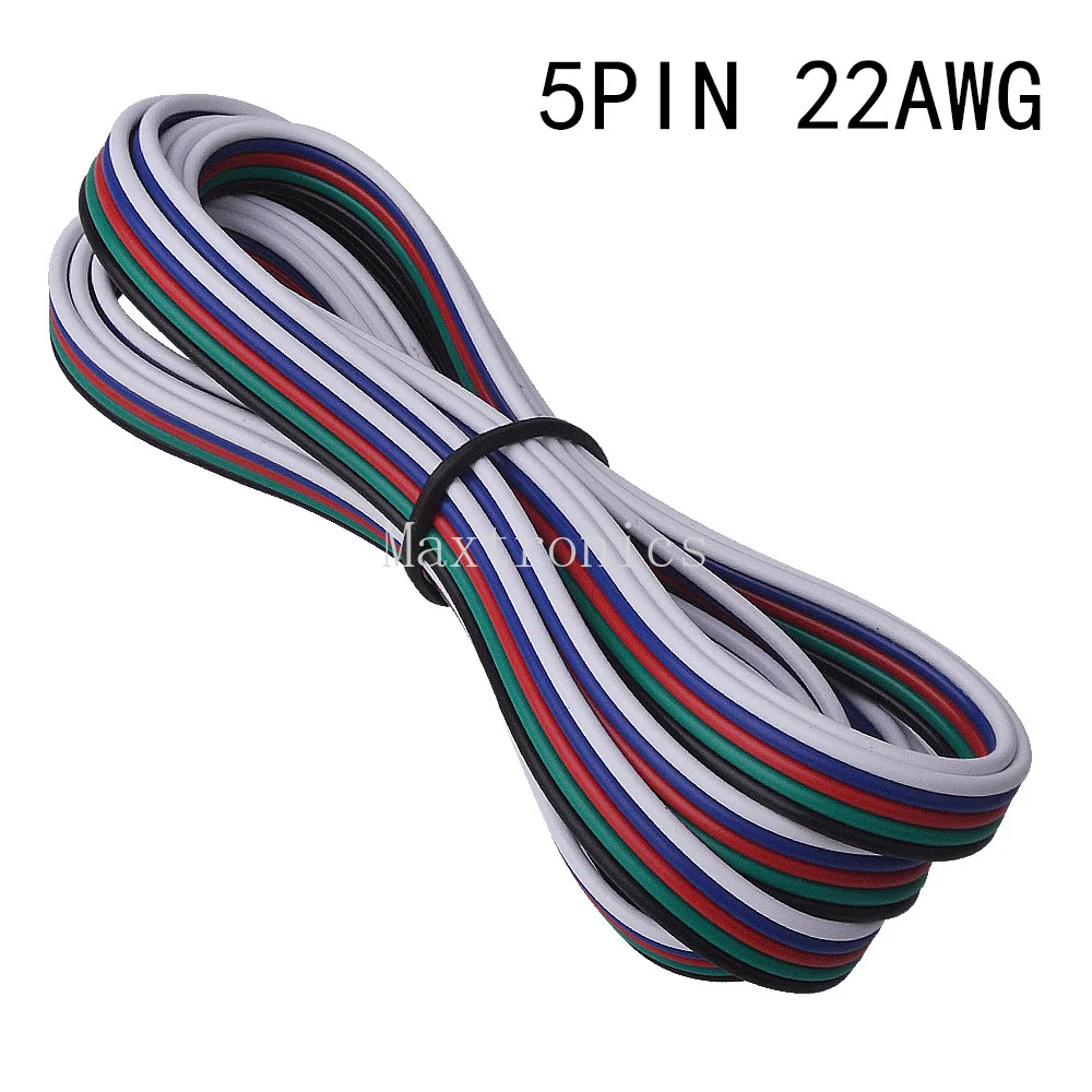 5 Meters 22 AWG 2pin 3pin 4pin 5Pin 6pin  Extension Electric Wire Cable Led Connector For 5050 3528 RGBW RGB CCT LED Stirp