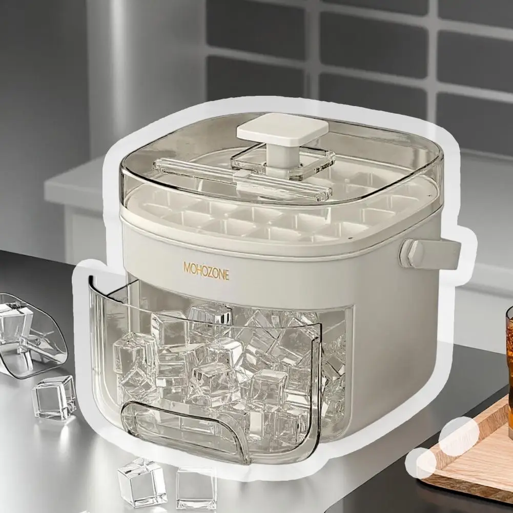 Ice Bucket Two-in-one Ice Maker 2-in-1 Ice Cube Maker Storage Bucket 48-cavity Double-deck Silicone Tray with Lid for Freezer