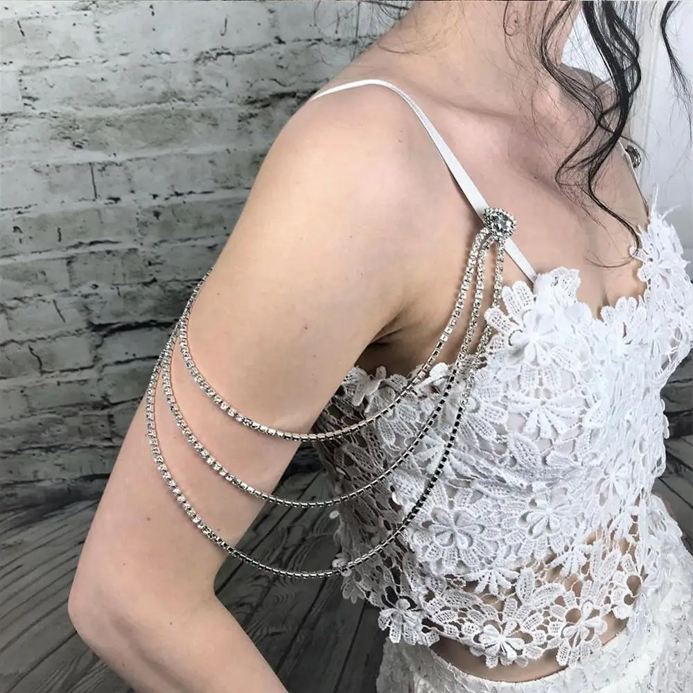 Luxury Wedding Rhinestones Shoulder Chain Multi Layers Bridal Shoulder Jewelry Fashion Straps Upper Arm Chains For Women 2024