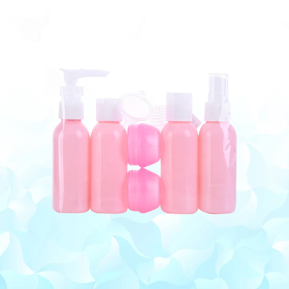 6 قطعة مجموعة زجاجات السفر المحمولة مانعة للتسرب شامبو غسول كريم الحاويات لمستلزمات الاستحمام على الذهاب زجاجات فارغة مع ملعقة الوردي #1