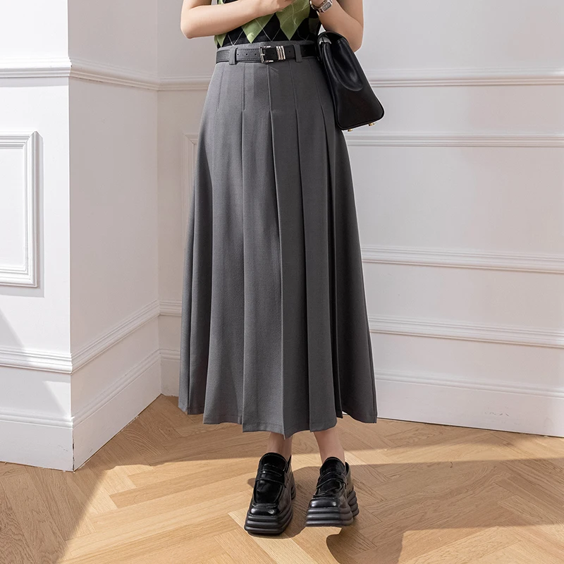 

New Spring Autumn Fashion Ball Gown Long Skirt Women Elegant High Waist A-line Pleated Skirts Ladies Casual Suit Skirt