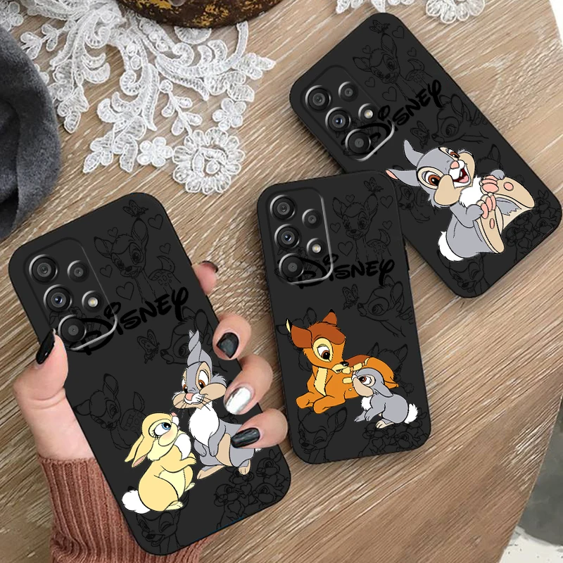 Disney Bambi Luxury Cartoon For Samsung A53 A52 A33 A32 A51 A71 A21S A13 A73 A50 A22 A23 A03 A72 A54 A12 5G Black Back