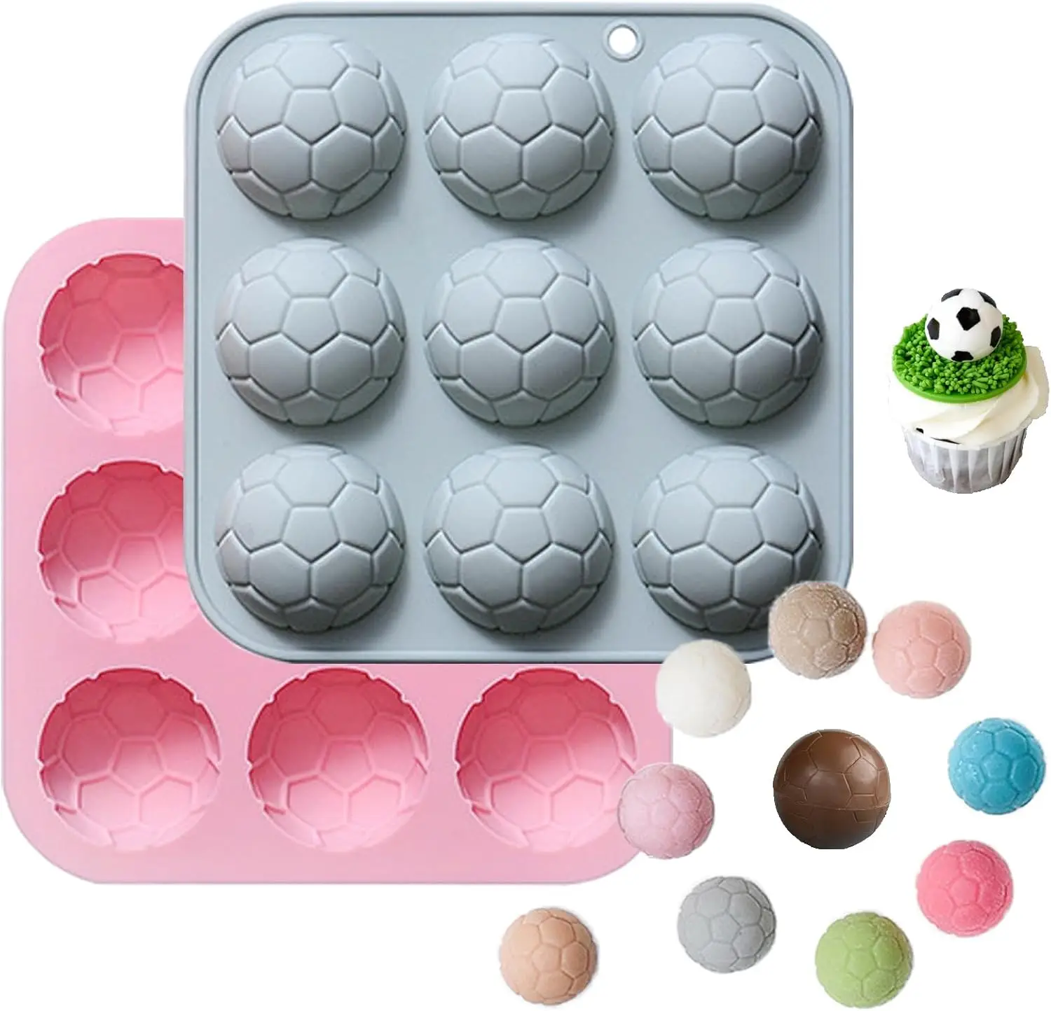 

Soccer Chocolate Mold Silicone Baking Molds with Football, Goal, Reusable for Sports Party Treats, Birthday Cake Decoration