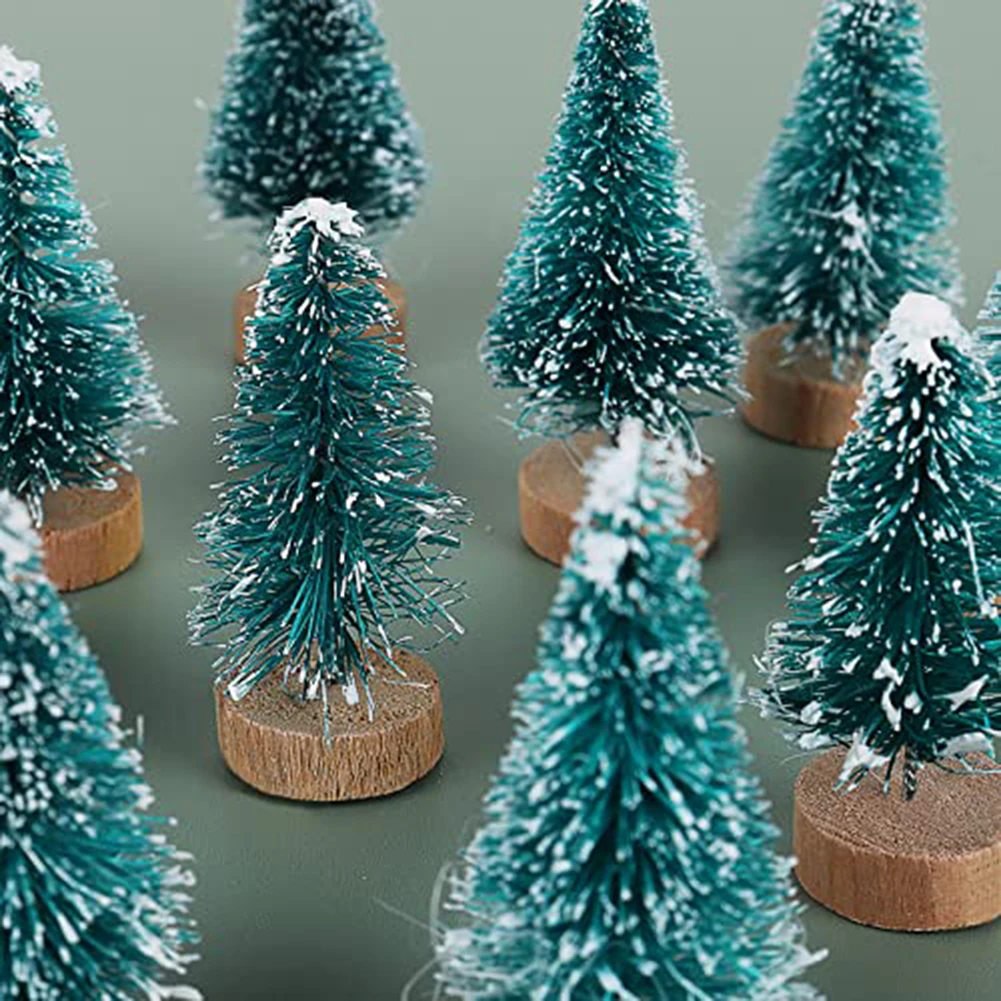 Dollhouse Decor Christmas Tree Decoration Crafting Supply DIY Crafting Tree Holiday Decoration Iron Base Miniature Village Decor