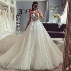 Precioso Vestido de novia bohemio para mujer, elegante escote Corazón, calcomanía de princesa, vestidos de novia formales de tul para fiesta en la playa