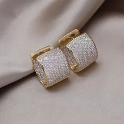 South Korea new design fashion jewelry 14K gold plated luxury zircon geometric earrings elegant women's party accessories