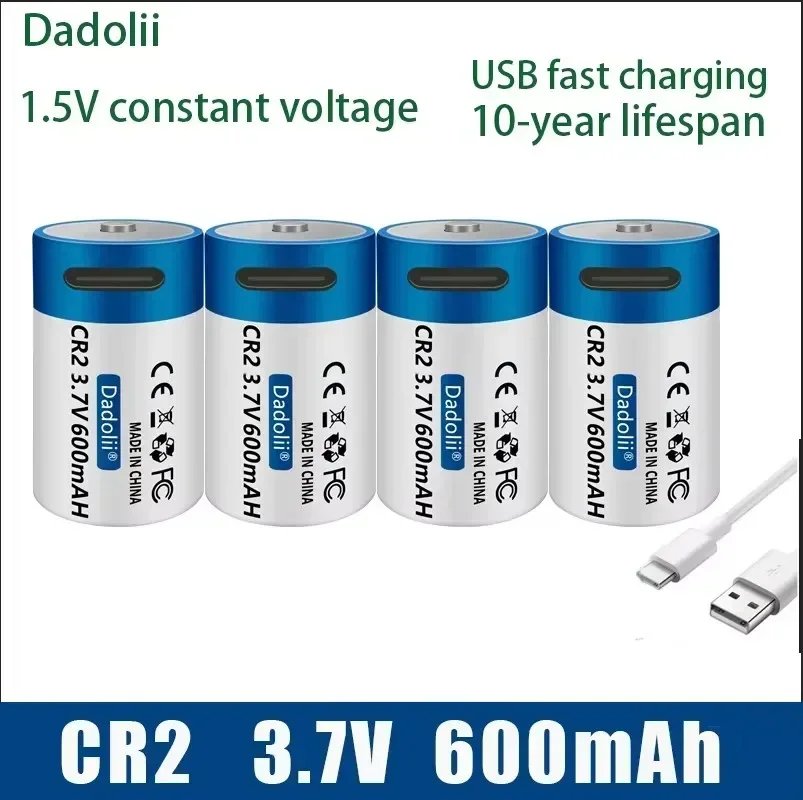 

USB-автобаритный аккумулятор CR2 3,7 В, 600 мАч, литиевый аккумулятор для GPS-системи безопасности, медицинских камер.