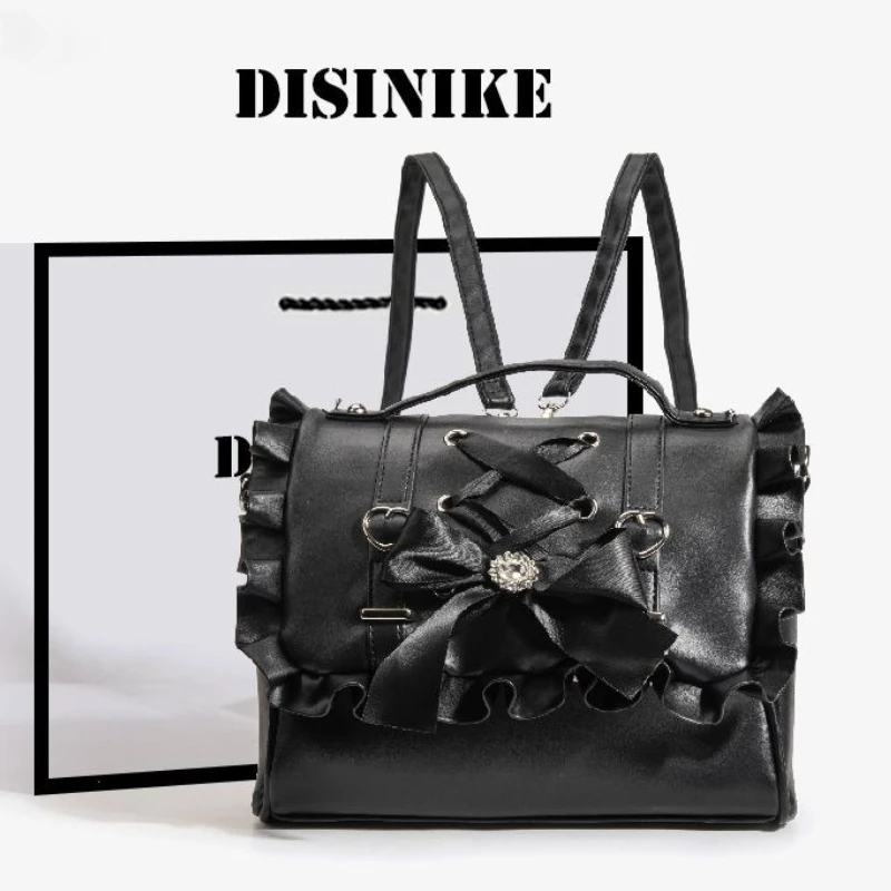 

Kawaii Cat Ear Lolita Backpack Jirai Kei - Large Capacity Student Bag with Lace and Bow Japanese Gothic Cute Style