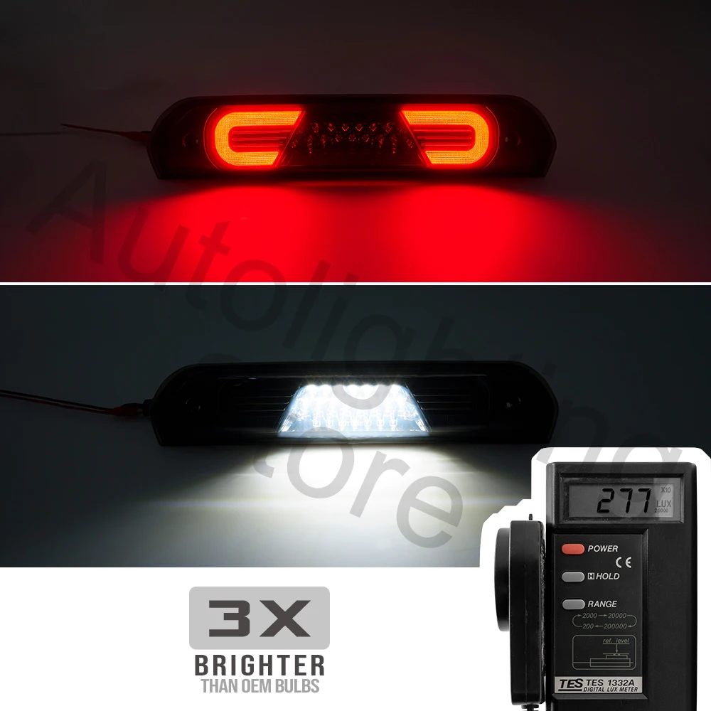 Double C style LED High Mount Third 3rd Brake light For Dodge Ram 1500 2002-2008 2500 3500 white Cargo lamp bar