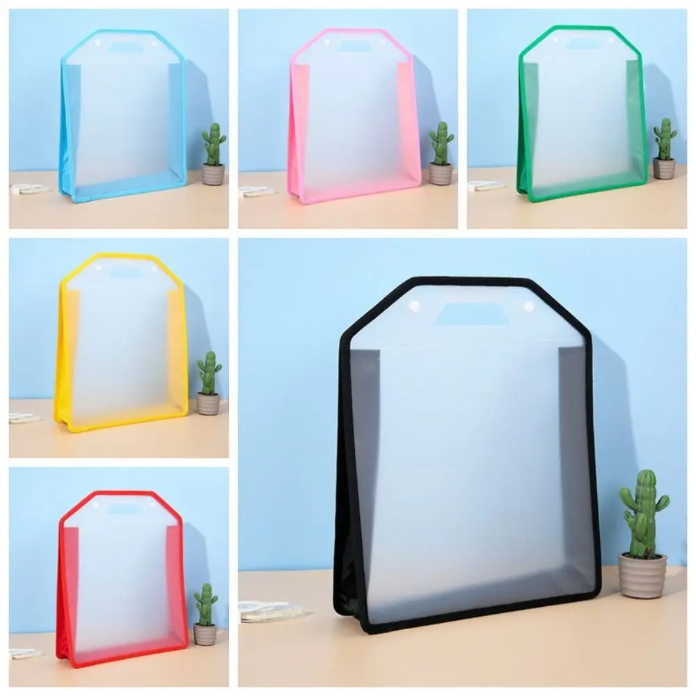 Handle Transparent File Folder Portable Sanding A4 File Storage Bag Tutoring Document Snap On Vertical File Pouch School