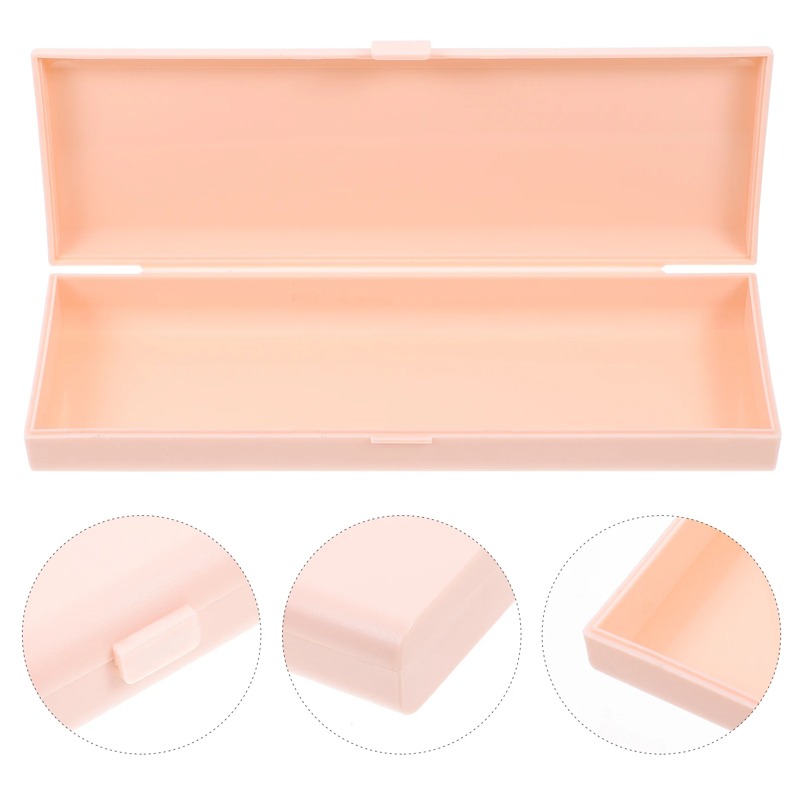 1pc Plastic Stationery Box Pen Case School Supply High Capacity Pink Portable Creative Storage Box For Students Desk Organizer