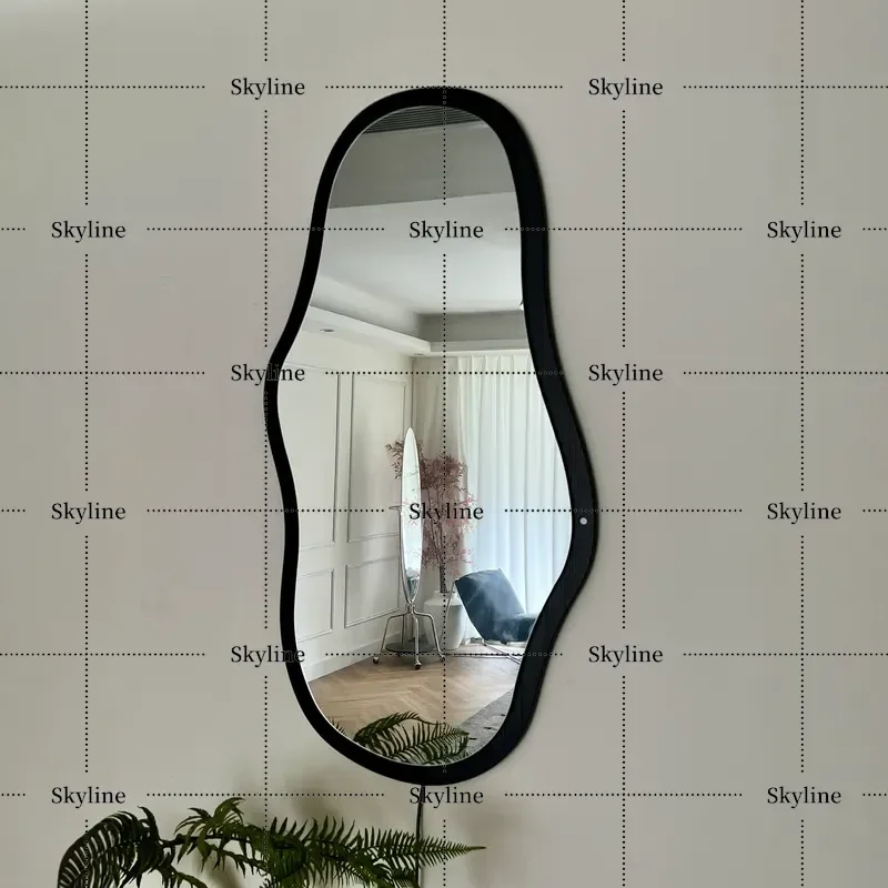 Italian Minimalist Full Length Wall Mounted Mirror with LED Light for Entrance Living Room Home Decor