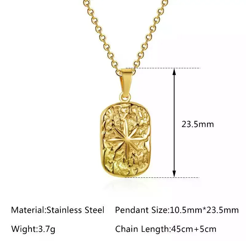 Eight-pointed Star Pendant Necklaces For Men Compass Stainless Steel Jewelry Gift