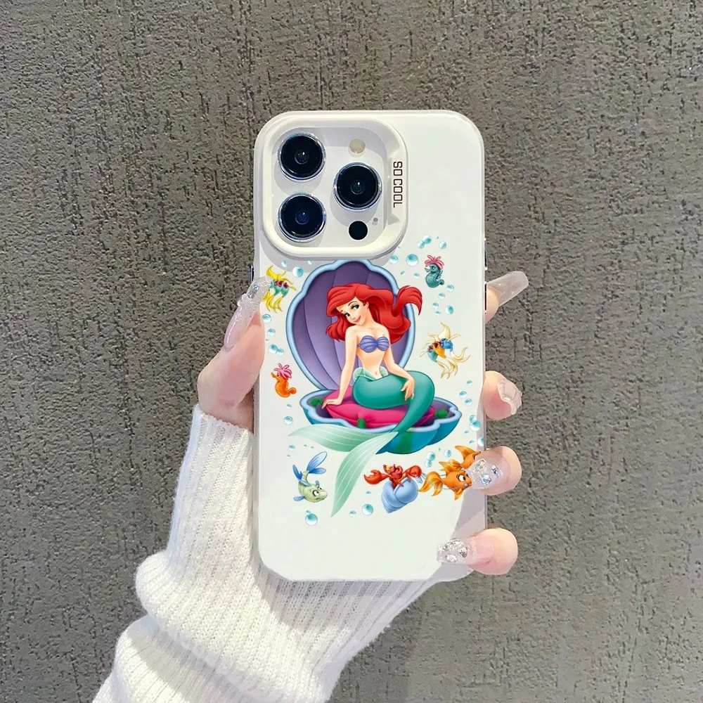 Cute Ariel The M-Mermaid Phone Case Phone Case For IPhone 16 15Plus 14 13 12mini 11ProMax Shockproof Candy Matte Back Cover