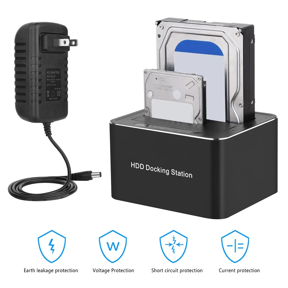 2.5 3.5 inch Hard Drive Docking Station 2 Bay USB3.0 to SATA HDD Case Dual HDD Dock Support 32TB Mobile HDD Enclosure EU US Plug