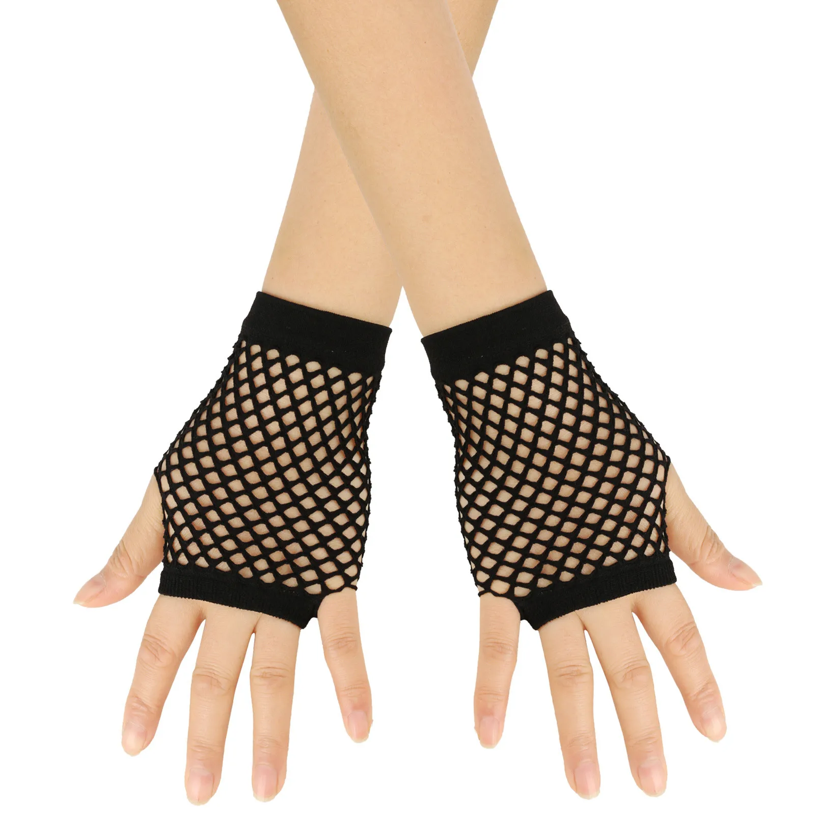 1pair Womens Short Fishnet Net Gloves Fingerless Mesh Gloves Punk Rock Fancy Night Club Party Arm Warmer Gloves Sexy Gloves Hot