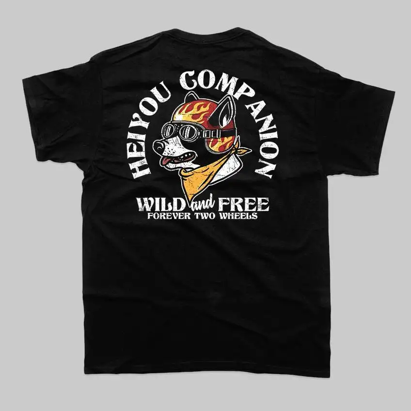 

Locomotive Dog Wind and Freedom Heavy Creative Culture Shirt Printed Cotton Short Sleeve Crew Neck Loose