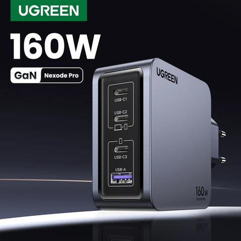 UGREEN 160W GaN зарядное устройство PD3.1 Type C QC4.0 для ноутбуков и смартфонов — внешний вид товара