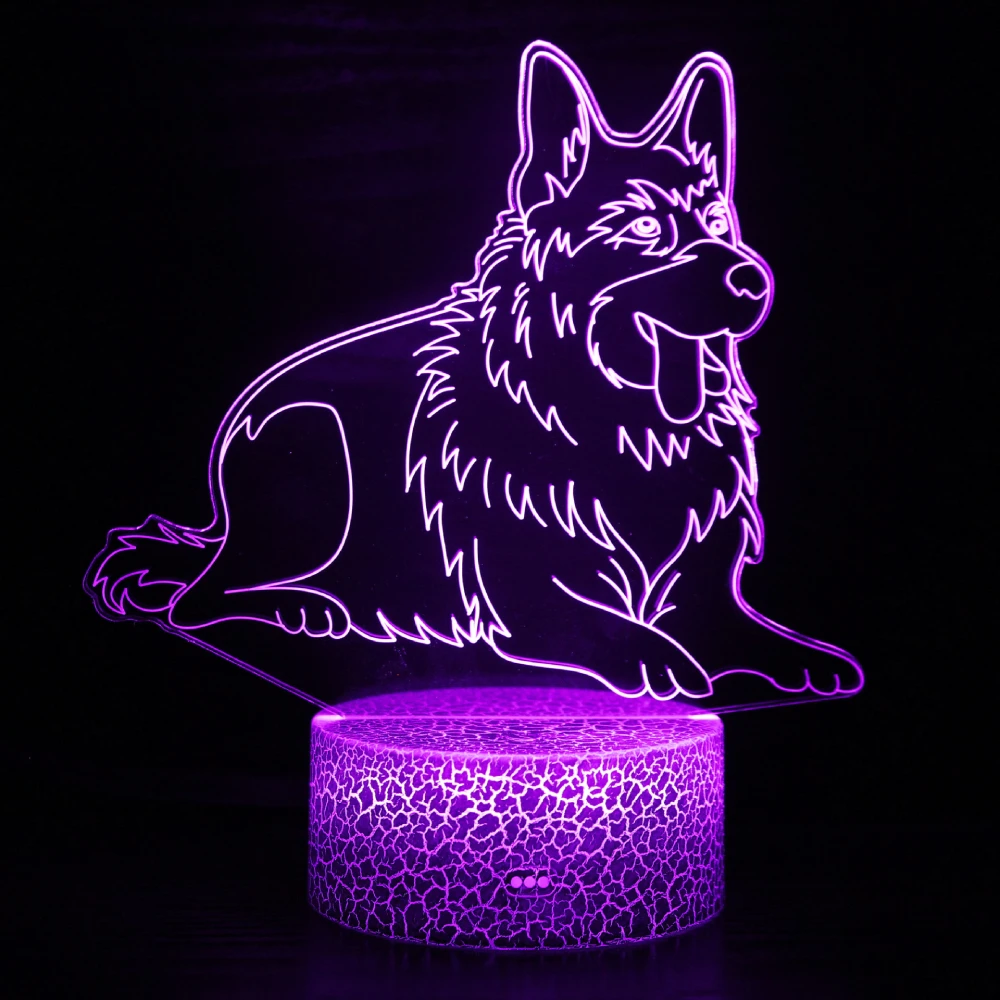 Nighdn 3D Illusion Lamp Dog Animal LED Night Light for Kids Room Decor 7 Color Changing USB Bedside Lamp Christmas Birthday Gift