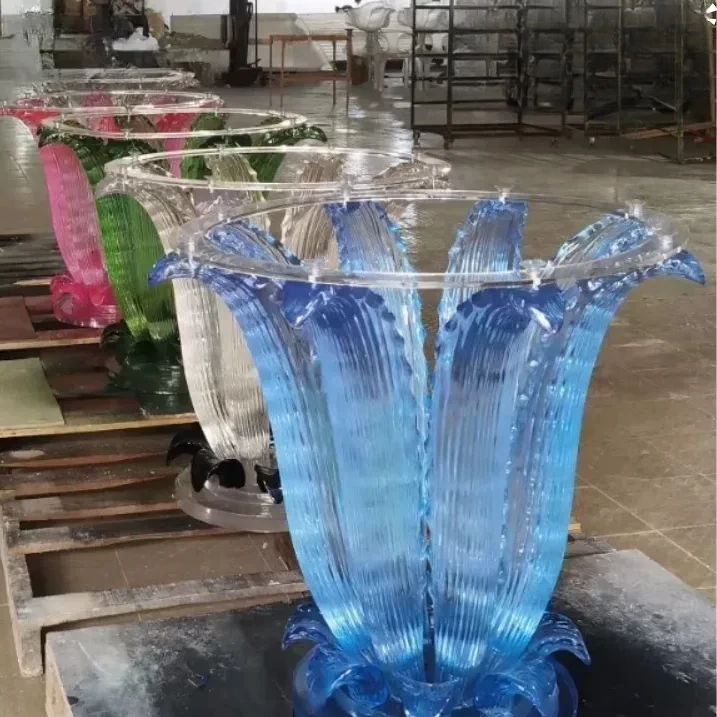 Transparent resin agave water ripple heterosexual coffee table hotel villa living room garden coffee table