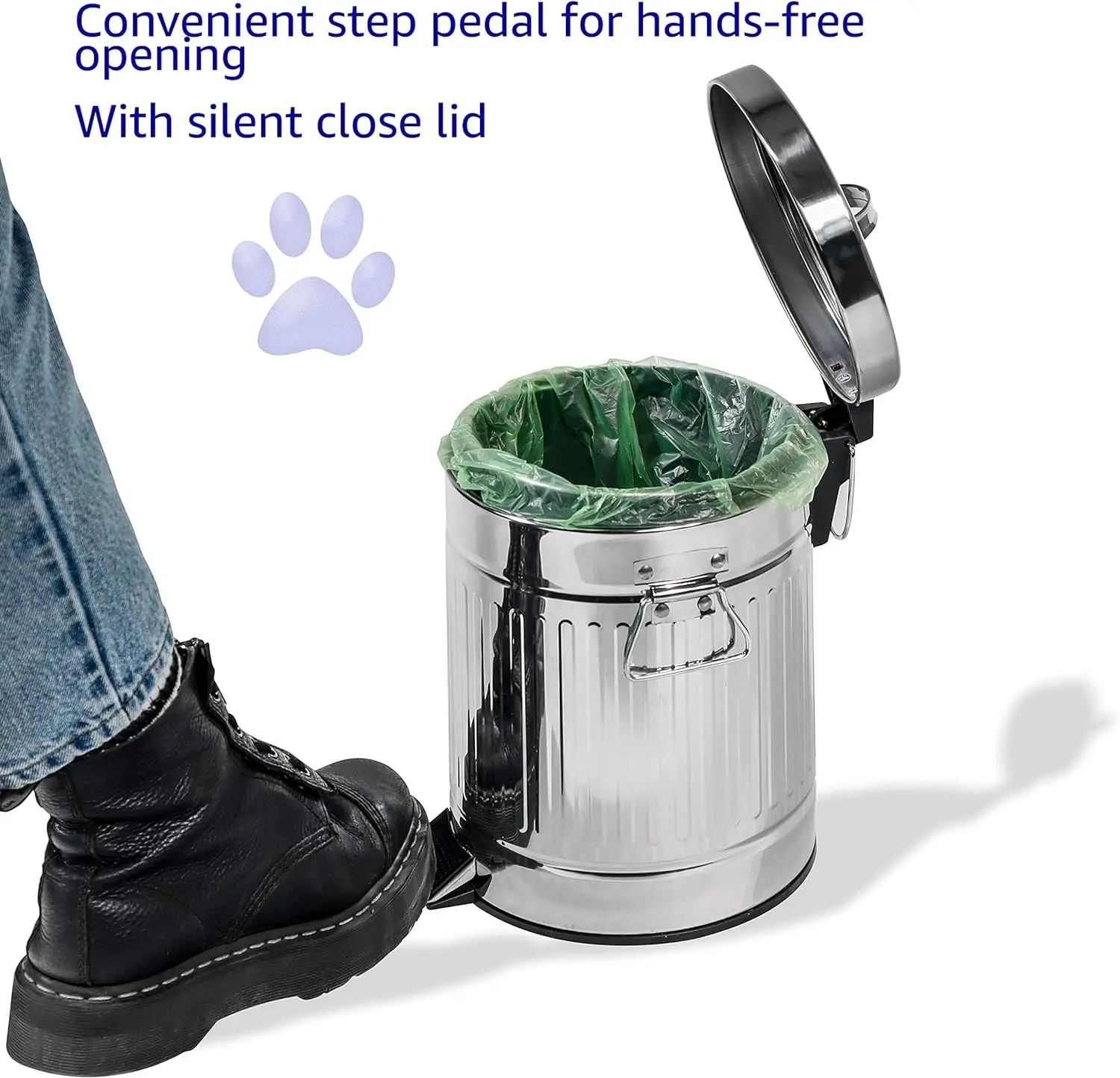 Imagem -03 - Alto Galvanizado Aço Bin Step-on Lid-lift Forro Interno Plástico Custom Liner Bags Dog Outdoor Waste Can