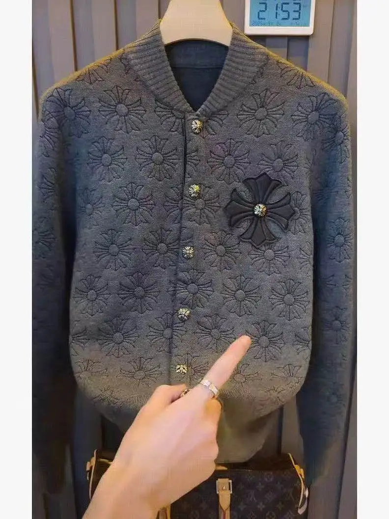 

Warm Knitted Men's Sweater Faionable All-Match Winter Outerwear Casual Sle Button Closure Long Sve round Ne Top