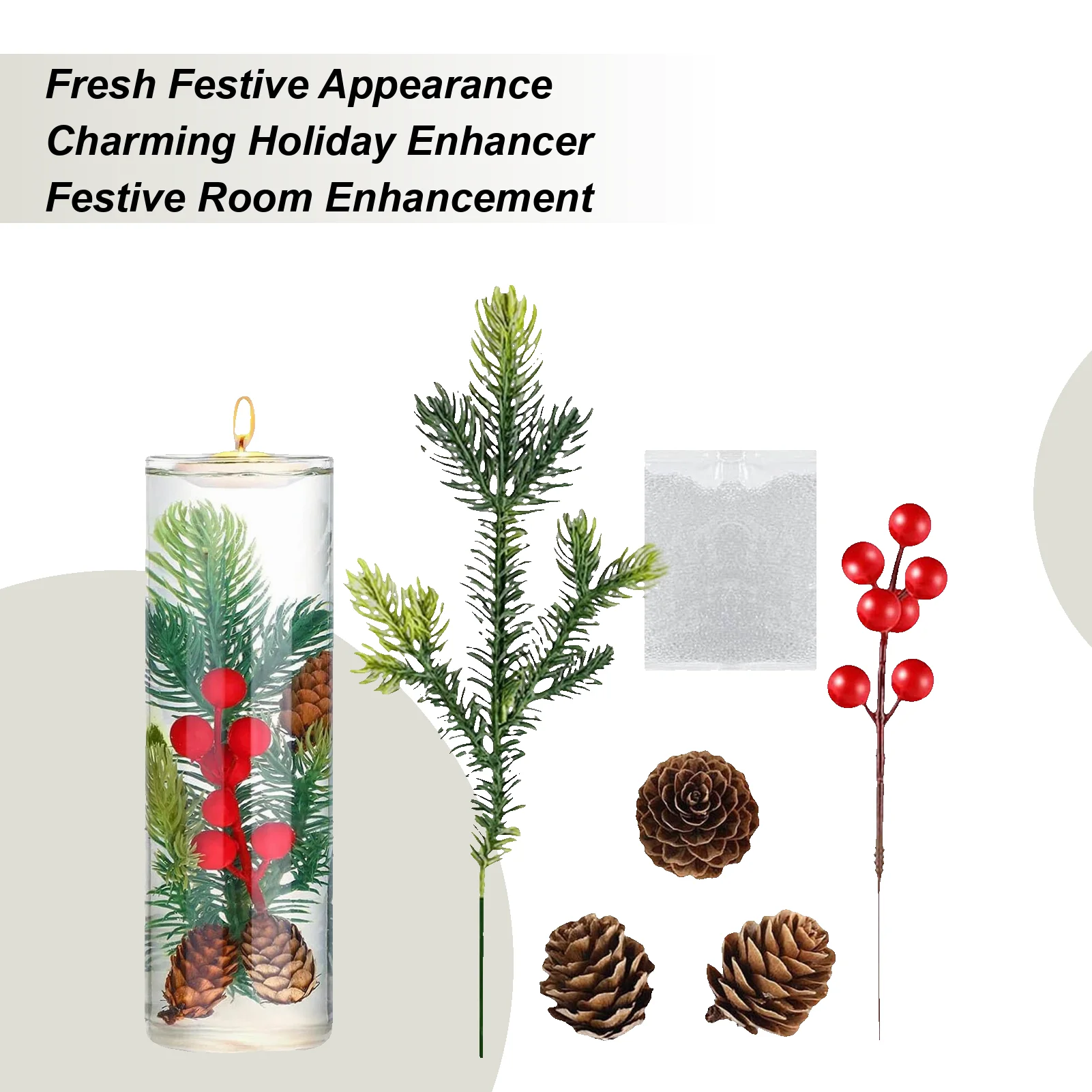 

DIY Christmas Branches Vases Set Artificial Christmas Red Berry Stems Fake Pine Cones For Home Decor Wedding Party Supplies