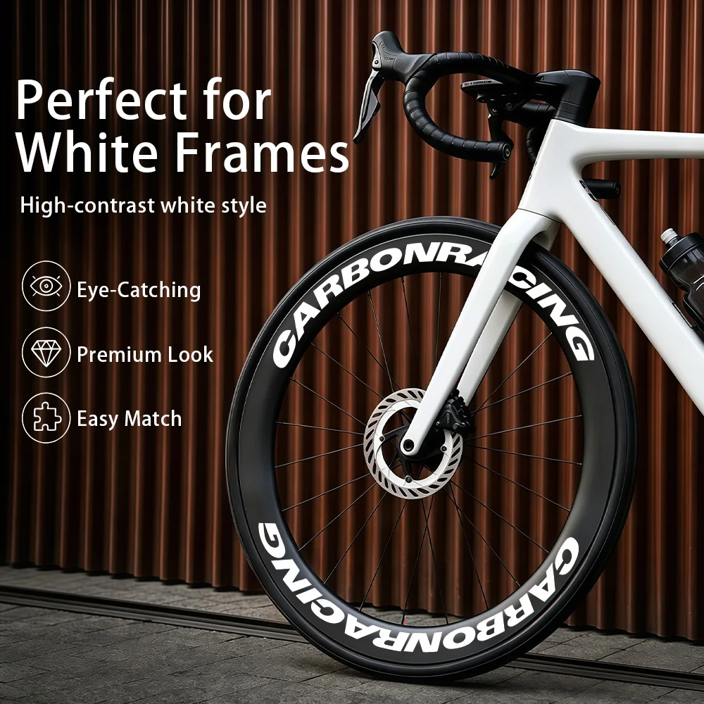 9Pcs Bicycle Rim Decals Waterproof Durable Vinyl Wheel Stickers For Road Bike Carbon Fiber Rims 2 Wheels Modification Decor