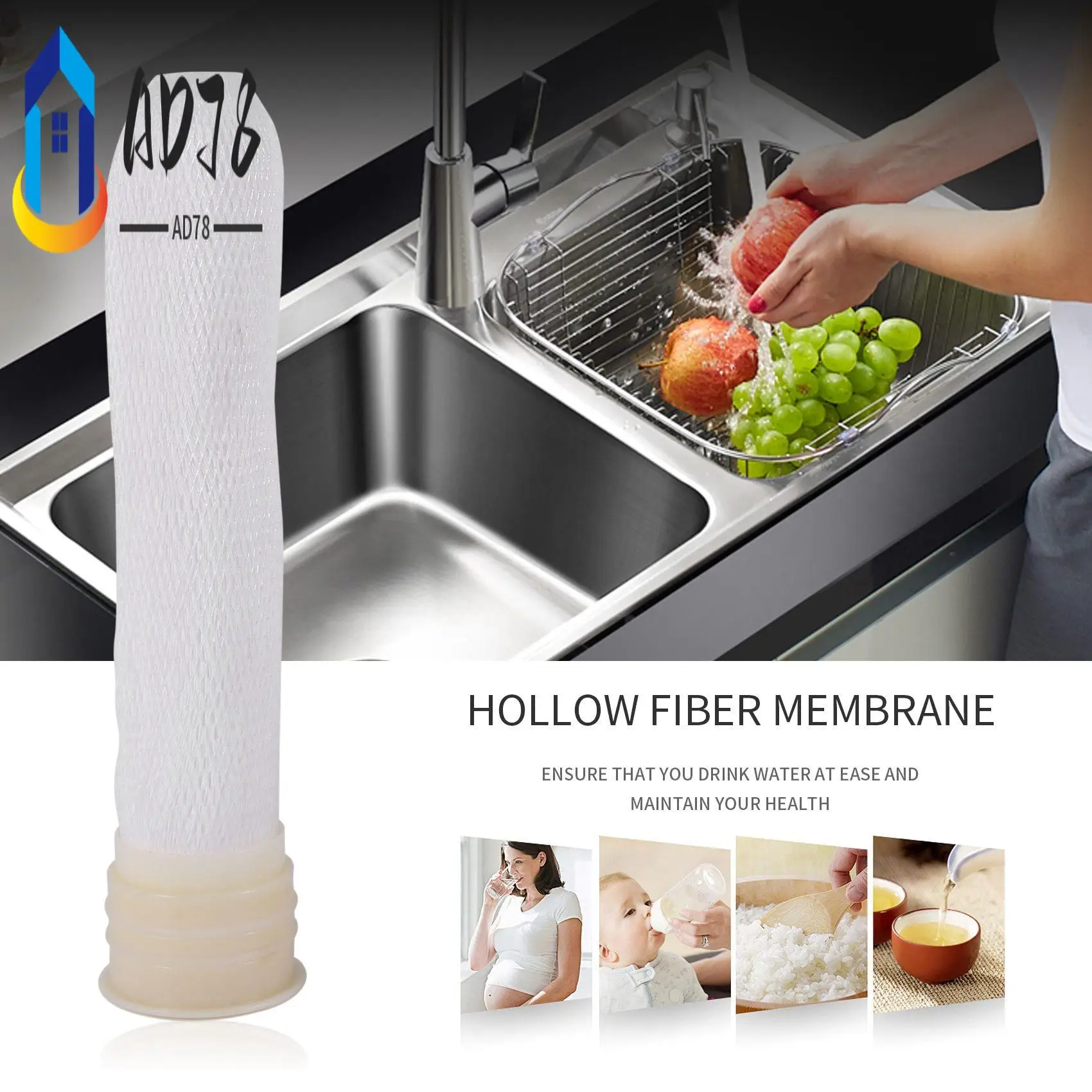

AD78-2Pcs UF Membrane 0.01 Micron Ultrafiltration Hollow Fiber Membrane For Reverse Osmosis Water Filter Purifier System