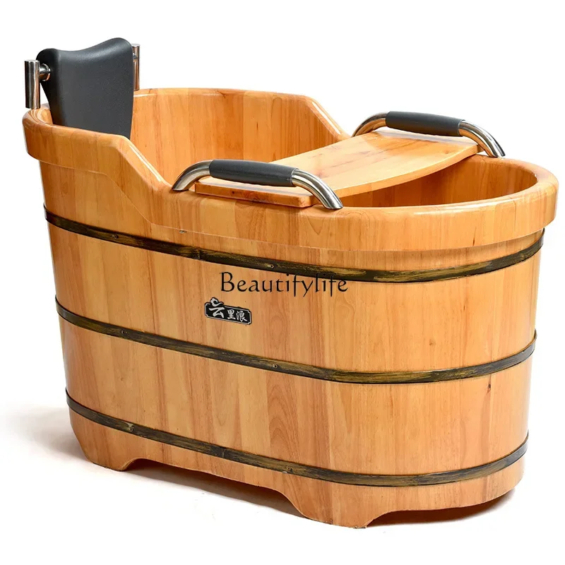 

FG40*Adult solid wooden bathtub bath wooden bucket beauty salon thickened bathtub household