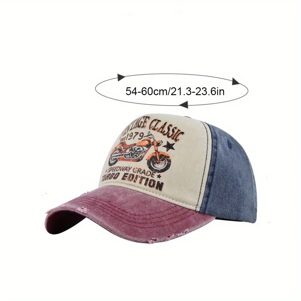 Retro sprane miękki wierzch Snapback Shabby motocykl list nadruk bejsbolowy czapka Outdoor sportowa jazda piesza podróżny kapelusz przeciwsłoneczny kapelusz taty