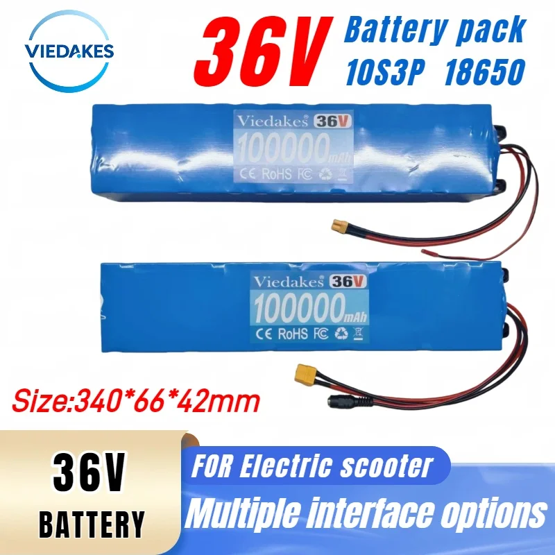 

36V Lithium Battery for Electric Scooter | Choose Your Connector: XT60+DC, XT60+SM, XT30+JST, or T+DC | Perfect Fit