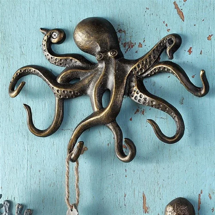 modern art wall mounted metal craft octopus statue sculpture decor home bronze