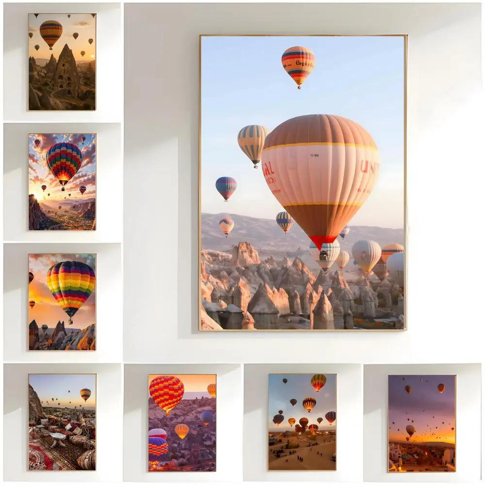 scenic landmark c-cappadocia hot air balloons Poster Classic Wall Art  Home Decor  Peel and Stick Unframed