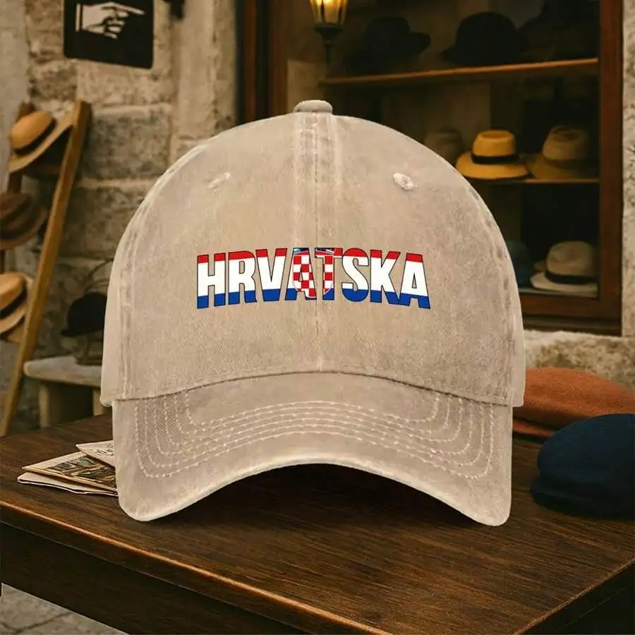 

Casual HRVATSKA Printed Baseball Cap, Lightweight Polyester Duckbill Hat For Daily Wear