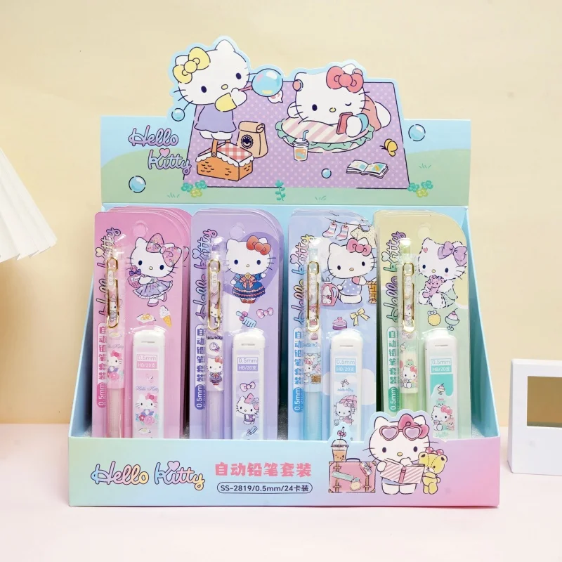 

24 компл./лот Kawaii Sanrio Kitty набор механических карандашей милые 0,5 мм автоматическая ручка для рисования и письма школьные канцелярские принадлежности