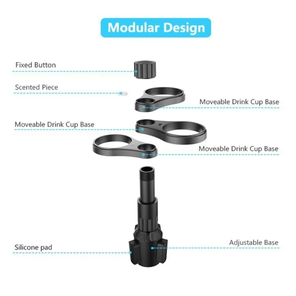 3-in-1 Auto-Getränkehalter-Erweiterungsadapter, 360° drehbare, verstellbare Basis, Autohalterung für Getränkeflaschen und Getränke. – Detail 7