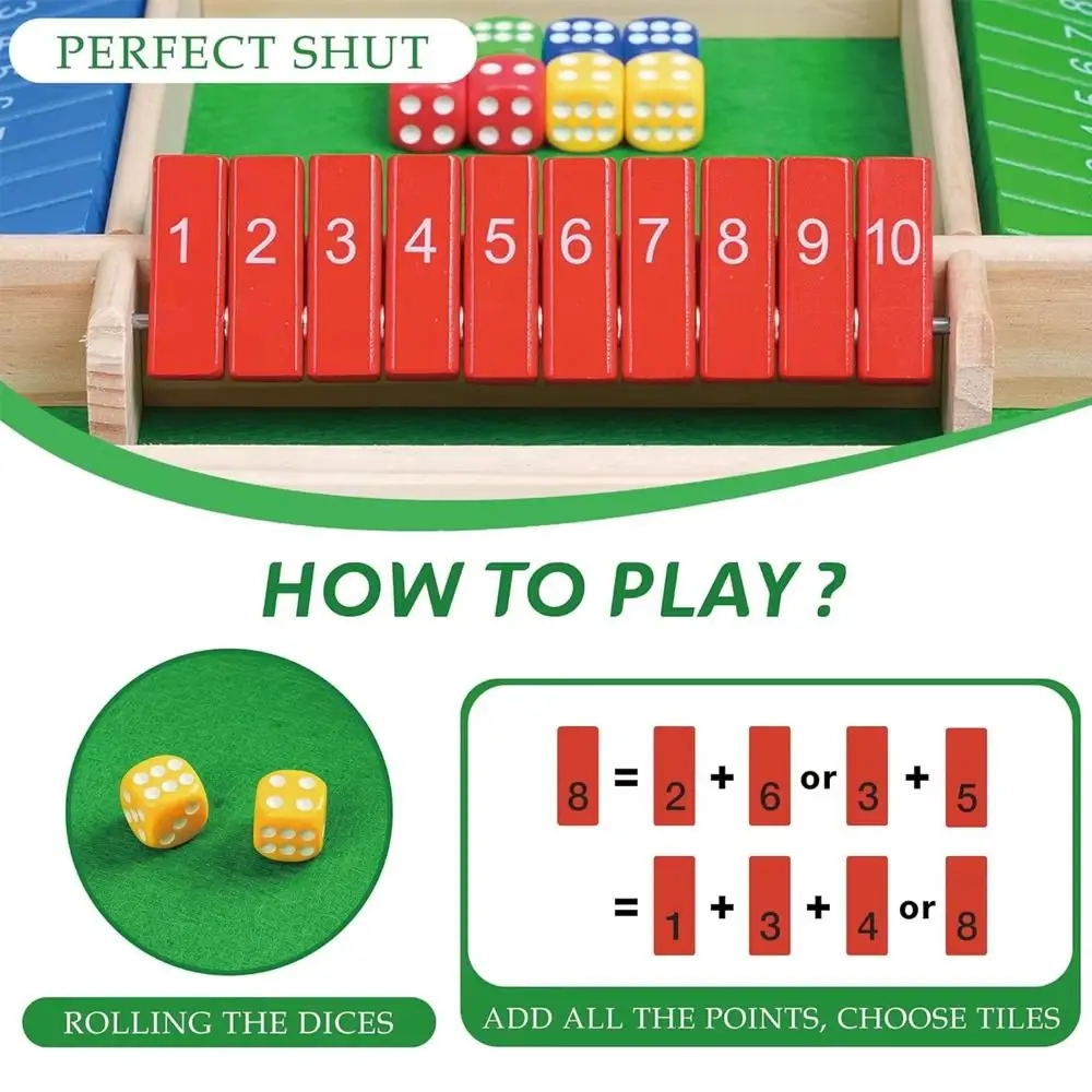 Shut The Box Table Board Game Toy Educational Toys Interactive Wooden Number Game Developing Intelligent Digital Board