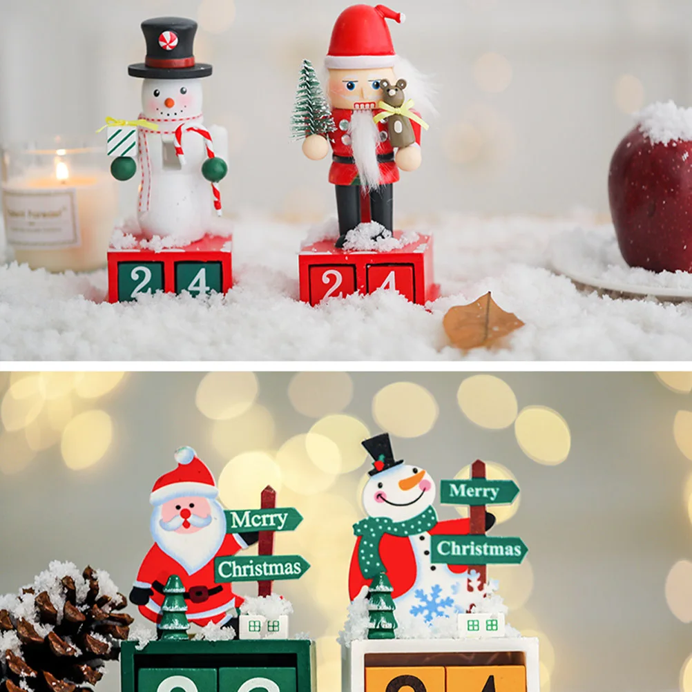

1Pcs Christmas Wooden Snowman Countdown Calendar Creative Desktop Decoration Colorful Festive Calendar Home Office Christmas
