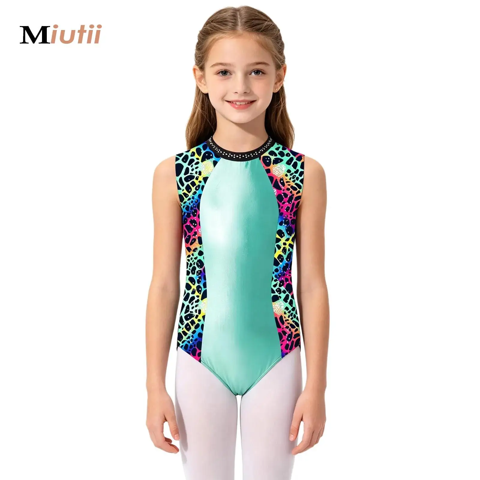 

Fashion Children Ballet Jersey Dance Leotards Kids Gymnastics Bodysuit for Girls Sleeveless Figure Skating Jumpsuit Dancewear
