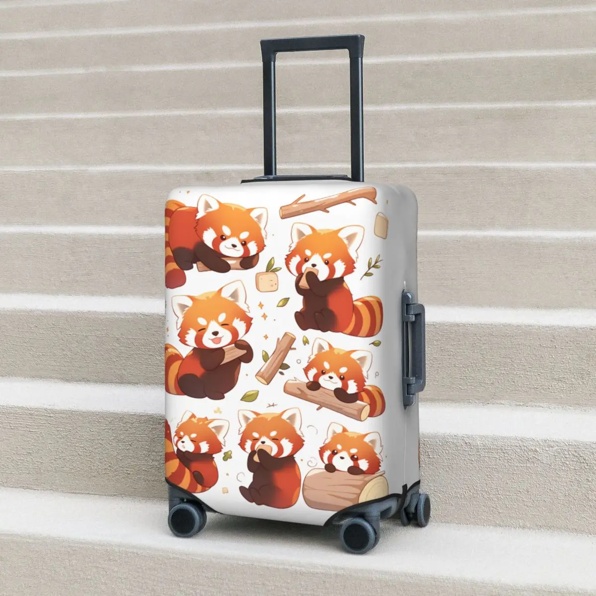 

Чехол для чемодана в стиле Doodle с изображением красной панды, защитный чехол для путешествий, эластичные аксессуары для багажа
