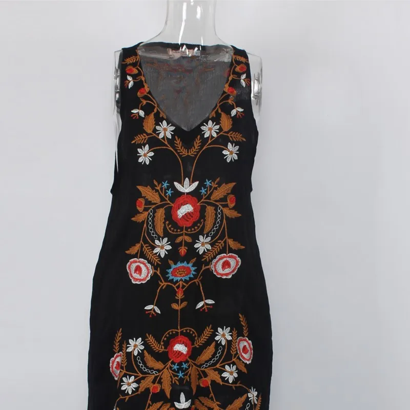 فستان قصير عتيق من الأغنية الشعبية فستان نسائي رائع مطرز للحديقة بجيوب جانبية وفتحة رقبة على شكل حرف v فساتين صيفية مثيرة للشاطئ 2025