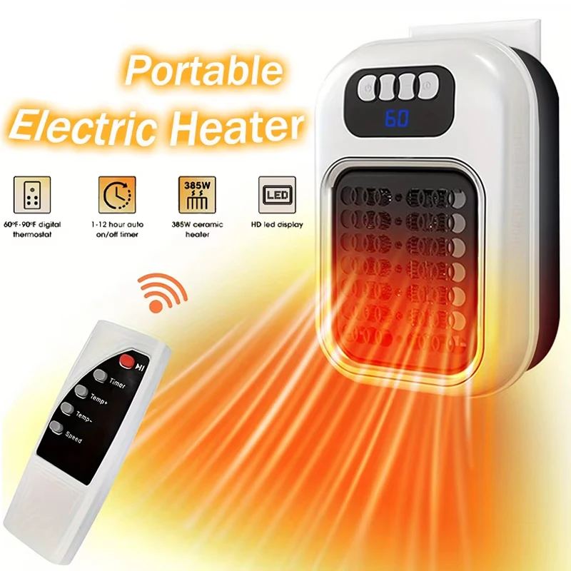 

New Portable Heater Mini Electric Heater Plug in Wall Room Heater Home Appliance Timed Rapid Heating For Office Bedroom