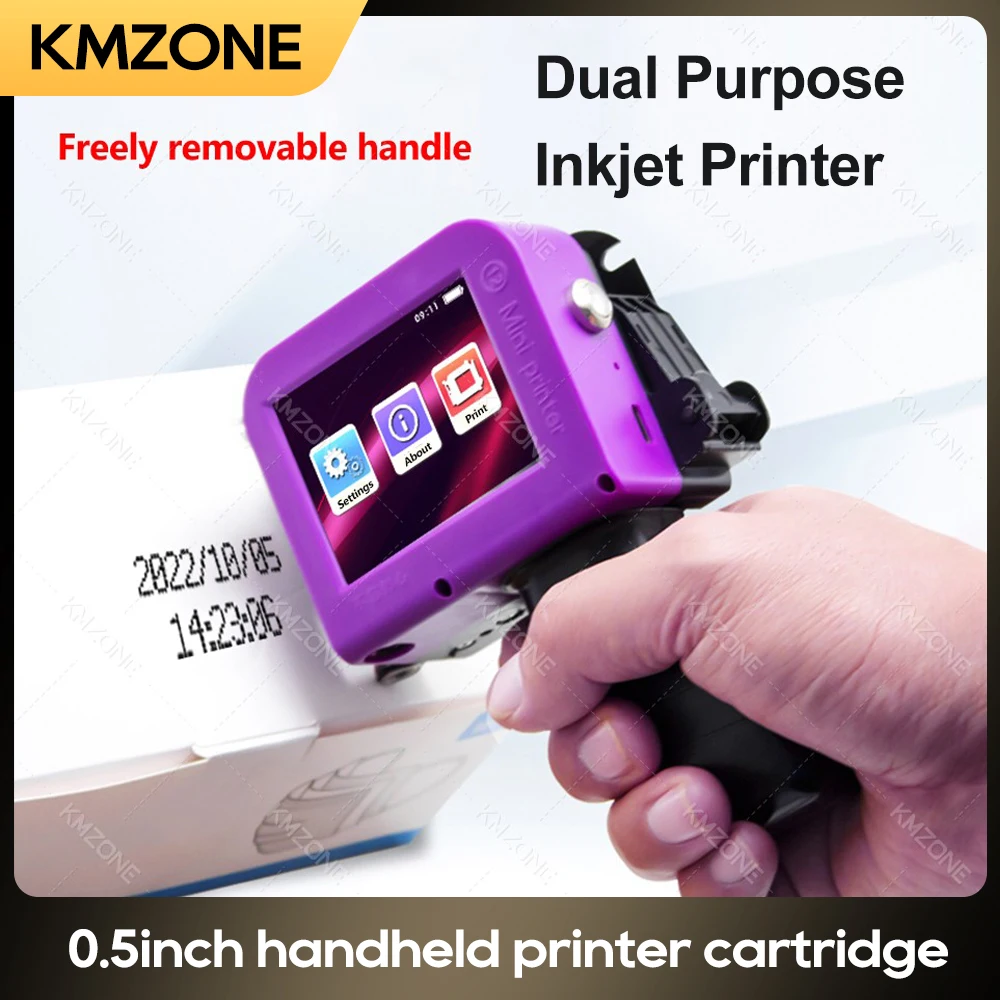 12.7mm Nozzle Mini Handheld Inkjet Printer QR Barcode Batch Date Number Logo Expiry Date Coding Machine Grip optional