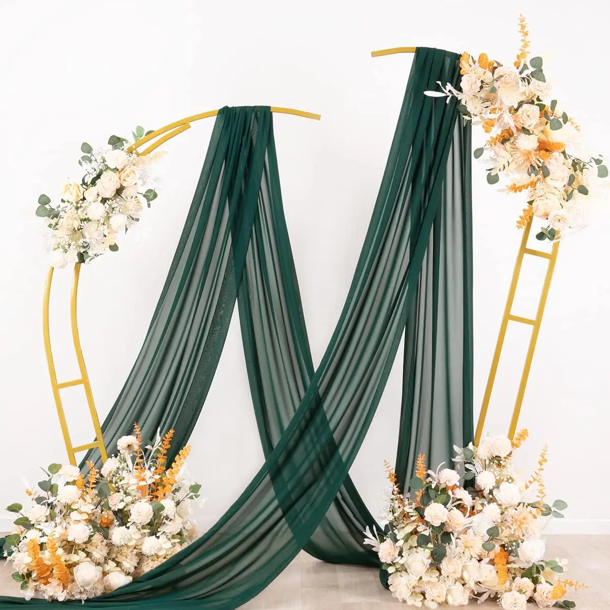 Dark Green Chiffon Wedding Arch Draping Fabric Sheer Curtains Drapery Ceremony Reception Backdrop Curtain Party Swag Christmas