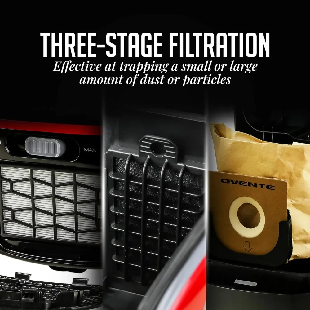 Canister Upright Vacuum Cleaner with 1400W Powerful Suction, Telescoping Wand and Automatic Cord Rewind