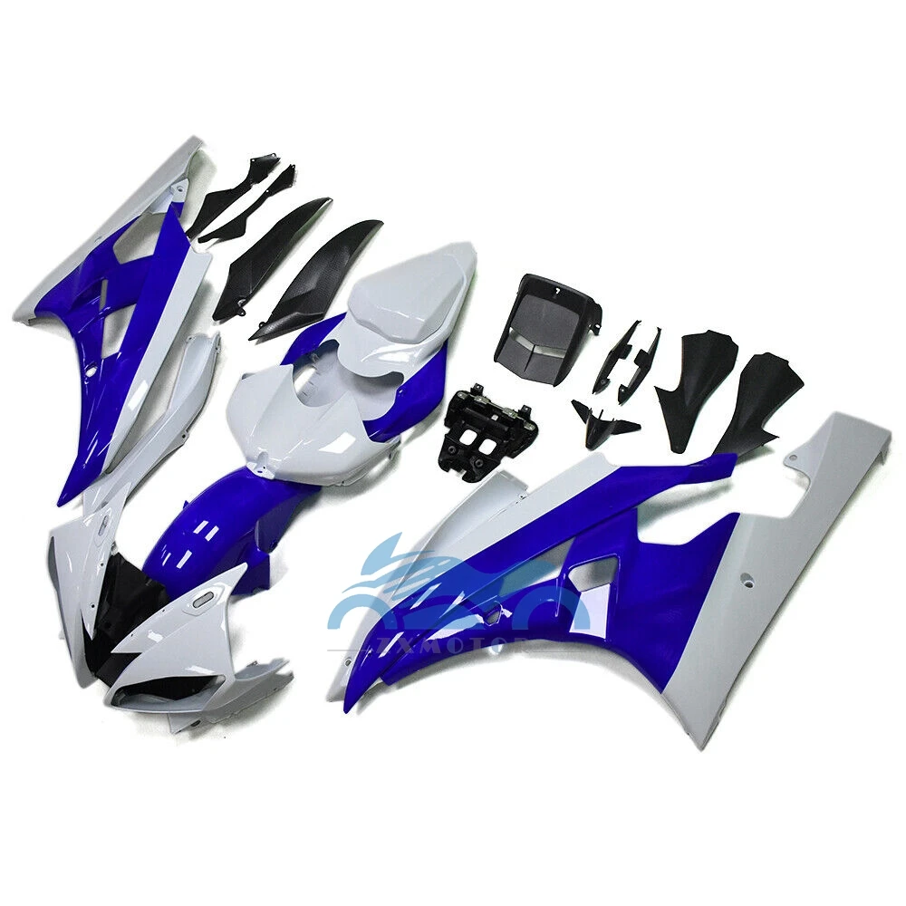 Motorcycle for YAMAHA YZF1000 R6 2006 2007 Full Fairing Kit Bright Blue White Bodywork Cowling Injection r6 06 07