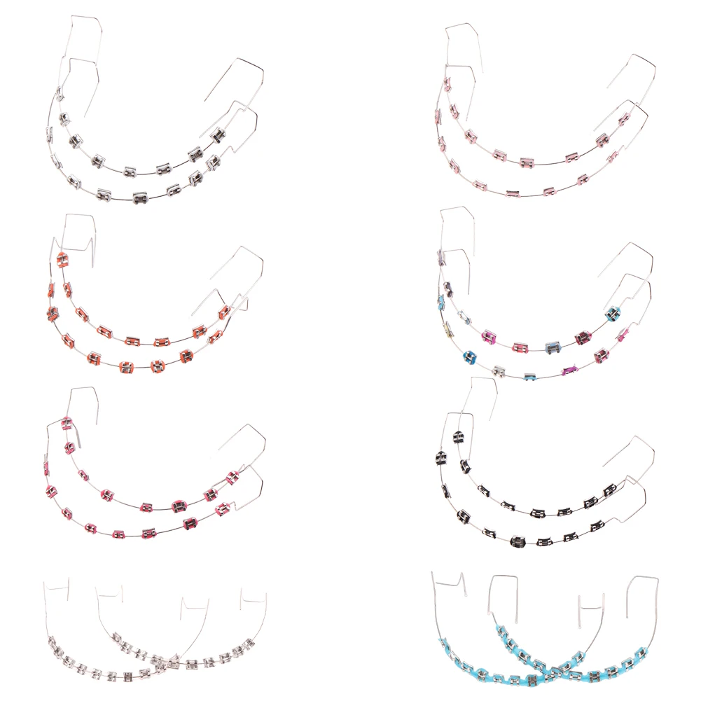 

1 Pair Dental Fake Braces with Storage Box Temporary Tooth Decoration Metal Wires Bracket Dental Fashion Decoration Dental Tool